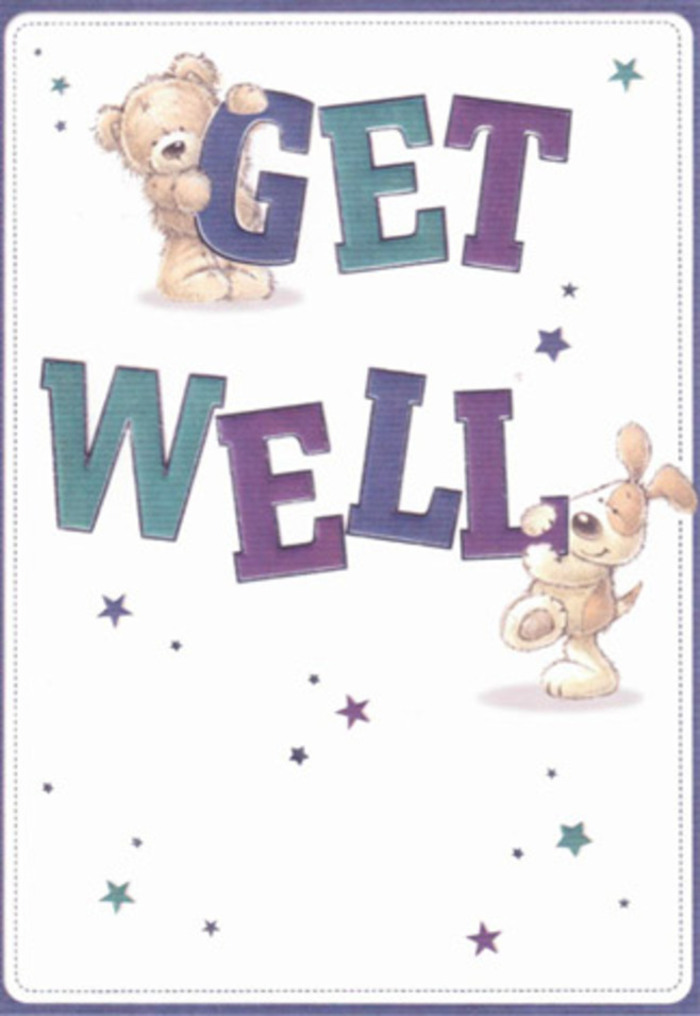 Radiating gentle encouragement, this get well card illustration feels especially at home in the heart of Becontree Heath. Two endearing friends-a sweet bear and an exuberant puppy-stand together as luminous symbols of support, each nestled among exuberant, oversized letters adorned in soft gradients of purple and sea-green. Their rounded forms and tender faces speak of sincerity and compassion, the kind of warmth found both in close-knit Becontree streets and in the touch of a thoughtful floral gift. Floating around them, a flurry of playful stars-shaded from midnight blue to pale lavender-scatter optimism like petals tossed in celebration near local landmarks such as Mayesbrook Park. The textured brushwork of the bear's fur and the velvety flop of the puppy's ears invite a sense of touch, much like the tactile delight of running one's hands through fresh bouquet greenery. Crisp, luminous light pours across the white background, suggesting hope and clarity during times of healing. This scene, meticulously composed, holds the same reassuring intention as a bouquet prepared by skilled florists nearby: to brighten spirits, encourage recovery, and remind loved ones in Becontree Heath that they are cherished and supported.